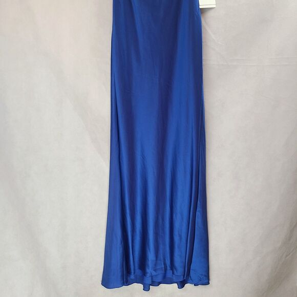 New MAC DUGGAL 68332 (8) Sapphire Blue Satin Puff Sleeve Open Back Formal Dress - Picture 4 of 15